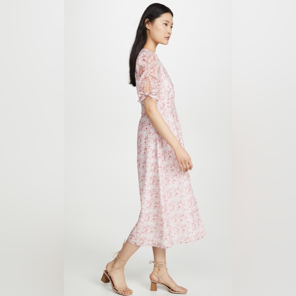 Glamorous Pink Floral Organza Midi Dress - Picture 2 of 7